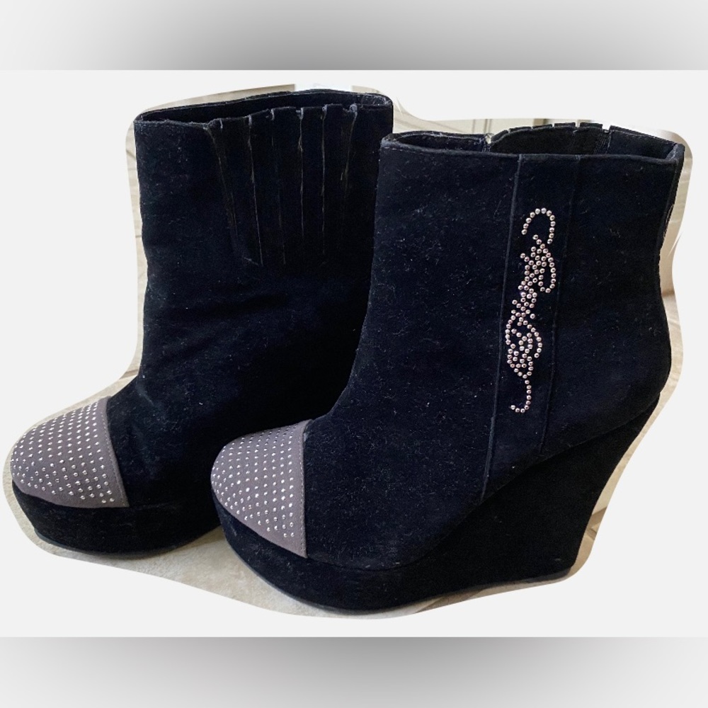 Ed Hardy wedge heel boot